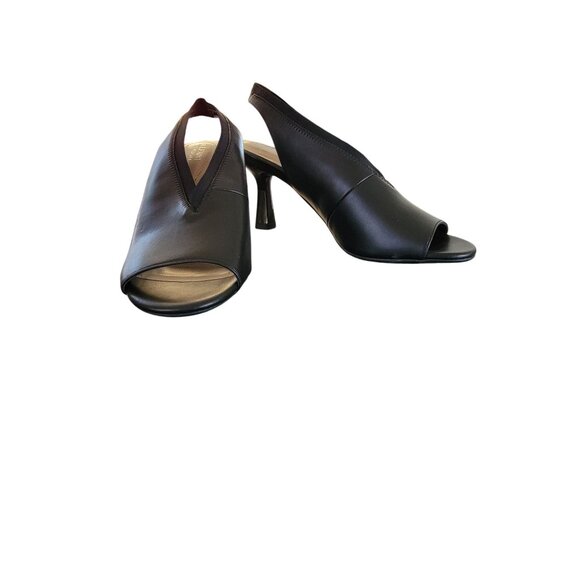 Alfani Ceal Black Slingback Peep-Toe Kitten Heel Shoes 10M - Picture 1 of 6